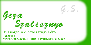 geza szalisznyo business card